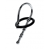 Серебристый уретральный плаг-бусины TOYFA Metal с мягким фиксириющим кольцом - ToyFa - купить с доставкой в Домодедово