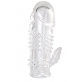 Прозрачная гелевая насадка с шипами и клиторальным отростком - 13 см. - Toyfa Basic - в Домодедово купить с доставкой