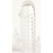 Гелевая прозрачная насадка с 2 отростками - 13 см. - Toyfa Basic - в Домодедово купить с доставкой