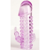 Закрытая фиолетовая насадка с 2 отростками - 13 см. - Toyfa Basic - в Домодедово купить с доставкой