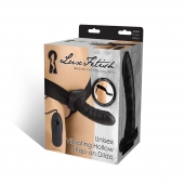 Чёрный полый страпон с вибрацией Unisex Vibrating Hollow Strap-On - 14 см. - Lux Fetish - купить с доставкой в Домодедово