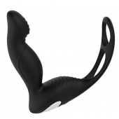 Черный вибромассажер простаты P-PLEASER W ERECTION ENHANCE - Dream Toys - в Домодедово купить с доставкой
