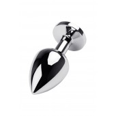 Серебристая коническая анальная пробка с красным кристаллом - 8 см. - ToyFa - купить с доставкой в Домодедово