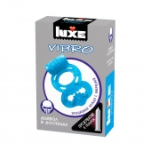 Голубое эрекционное виброкольцо Luxe VIBRO  Дьявол в доспехах  + презерватив - Luxe - в Домодедово купить с доставкой