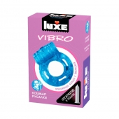 Голубое эрекционное виброкольцо Luxe VIBRO  Кошмар русалки  + презерватив - Luxe - в Домодедово купить с доставкой