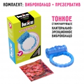 Голубое эрекционное виброкольцо Luxe VIBRO  Райская птица  + презерватив - Luxe - в Домодедово купить с доставкой