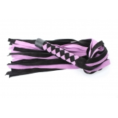 Черно-розовая плеть из замши - 58 см. - БДСМ Арсенал - купить с доставкой в Домодедово