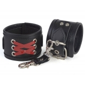 Кожаные наручники с декоративной лаковой шнуровкой - Sitabella - купить с доставкой в Домодедово