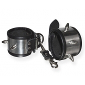 Серебристо-черные наручники с шипами и металлическим блеском - Sitabella - купить с доставкой в Домодедово