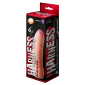 Телесная изогнутая насадка на Harness с коннектором BLACK LINE - 17 см. - LOVETOY (А-Полимер) - купить с доставкой в Домодедово