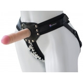 Черный пояс-трусики с насадкой  Гламур Dana  - 15,5 см. - LOVETOY (А-Полимер) - купить с доставкой в Домодедово