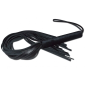 Чёрная кожаная плеть с жесткой ручкой - 63 см. - Sitabella - купить с доставкой в Домодедово