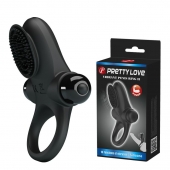 Черное эрекционное виброкольцо в клиторальной щеточкой Vibrant Penis Ring II - Baile - в Домодедово купить с доставкой