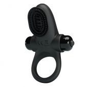 Черное эрекционное виброкольцо в клиторальной щеточкой Vibrant Penis Ring II - Baile - в Домодедово купить с доставкой