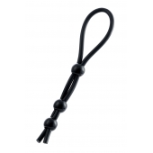 Черное лассо на пенис с тремя бусинами - A-toys - в Домодедово купить с доставкой