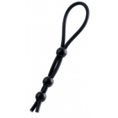 Черное лассо на пенис с тремя бусинами - A-toys - в Домодедово купить с доставкой