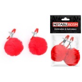 Зажимы для сосков с красным пушком - Notabu - купить с доставкой в Домодедово