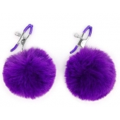 Зажимы для сосков с фиолетовым пушком - Notabu - купить с доставкой в Домодедово