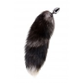 Серебристая металлическая анальная втулка с хвостом чернобурой лисы - размер S - ToyFa - купить с доставкой в Домодедово