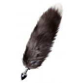 Серебристая металлическая анальная втулка с хвостом чернобурой лисы - размер S - ToyFa - купить с доставкой в Домодедово