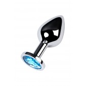 Серебристая конусовидная анальная пробка с голубым кристаллом - 8 см. - ToyFa - купить с доставкой в Домодедово