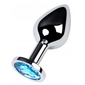 Серебристая конусовидная анальная пробка с голубым кристаллом - 8 см. - ToyFa - купить с доставкой в Домодедово