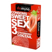 Презервативы для орального секса DOMINO Sweet Sex с ароматом клубничного коктейля  - 3 шт. - Domino - купить с доставкой в Домодедово