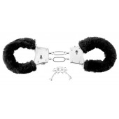 Меховые чёрные наручники Beginner s Furry Cuffs - Pipedream - купить с доставкой в Домодедово
