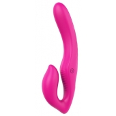 Ярко-розовый безремневой страпон REMOTE DOUBLE DIPPER - 22 см. - Dream Toys - купить с доставкой в Домодедово