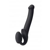 Черный безремневой страпон Silicone Bendable Strap-On M - Strap-on-me - купить с доставкой в Домодедово