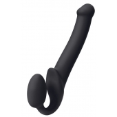 Черный безремневой страпон Silicone Bendable Strap-On M - Strap-on-me - купить с доставкой в Домодедово