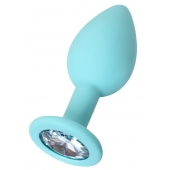 Мятная анальная пробка с прозрачным кристаллом Brilliant - 7 см. - ToyFa - купить с доставкой в Домодедово