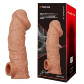 Телесная насадка на фаллос с отверстием для мошонки EXTREME SLEEVE - 17,6 см. - KOKOS - в Домодедово купить с доставкой