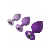 Набор из 3 фиолетовых анальных пробок со стразами Little Gems Trainer Set - Pipedream - купить с доставкой в Домодедово
