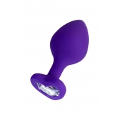 Фиолетовая анальная втулка Diamond Heart с прозрачным кристаллом - 8 см. - ToyFa - купить с доставкой в Домодедово