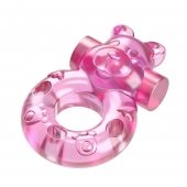 Розовое эрекционное виброкольцо на пенис Pink Bear - Baile - в Домодедово купить с доставкой
