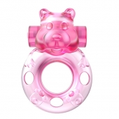 Розовое эрекционное виброкольцо на пенис Pink Bear - Baile - в Домодедово купить с доставкой