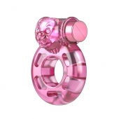 Розовое эрекционное кольцо с вибрацией Pink Bear - Baile - в Домодедово купить с доставкой