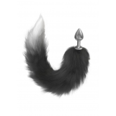 Серебристая анальная пробка с черным хвостом Galaxy - Lola Games - купить с доставкой в Домодедово