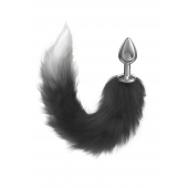 Серебристая анальная пробка с черным хвостом Starlit - Lola Games - купить с доставкой в Домодедово