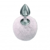 Серебристая анальная пробка с белым пушистым хвостиком Twinkle - Lola Games - купить с доставкой в Домодедово