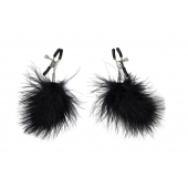 Зажимы на соски с черным пухом Euphoric - Lola Games - купить с доставкой в Домодедово