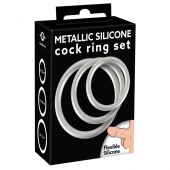 Набор из 3 эрекционных колец под металл Metallic Silicone Cock Ring Set - Orion - в Домодедово купить с доставкой
