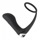 Черное эрекционное кольцо с анальной вибропробкой Vibrating Ring   Plug - Orion - в Домодедово купить с доставкой