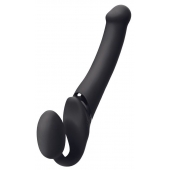 Черный безремневой вибрострапон Silicone Bendable Strap-On M - Strap-on-me - купить с доставкой в Домодедово