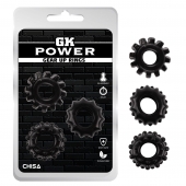 Набор из 3 черных эрекционных колец Gear Up Rings - Chisa - в Домодедово купить с доставкой