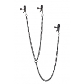 Черные зажимы на соски и клитор на цепочке DELUXE NIPPLE   CLIT CLAMPS - Dream Toys - купить с доставкой в Домодедово