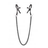 Черные зажимы на соски на цепочке BLAZE DELUXE NIPPLE CLAMPS - Dream Toys - купить с доставкой в Домодедово