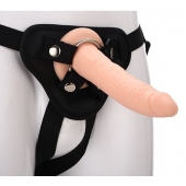 Телесный страпон на черных трусиках STRAP ON REAL DILDO - 20 см. - Dream Toys - купить с доставкой в Домодедово