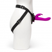 Лиловый страпон Rechargeable Vibrating Strap-On Harness Set - 17,6 см. - Happy Rabbit - купить с доставкой в Домодедово